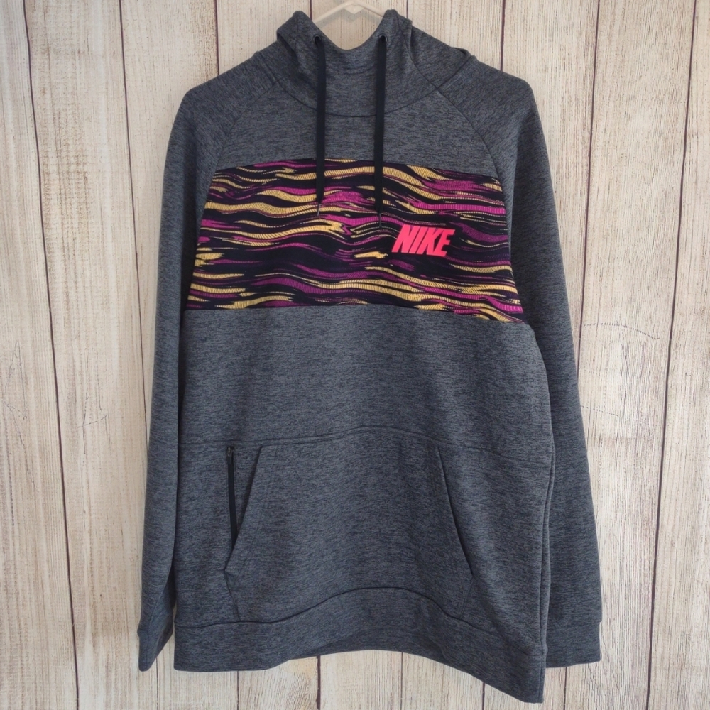COPY - Nike Therma Dri-Fit Hoodie Gray Black Aztec/Magenta/ Yellow  Men Sz  Med